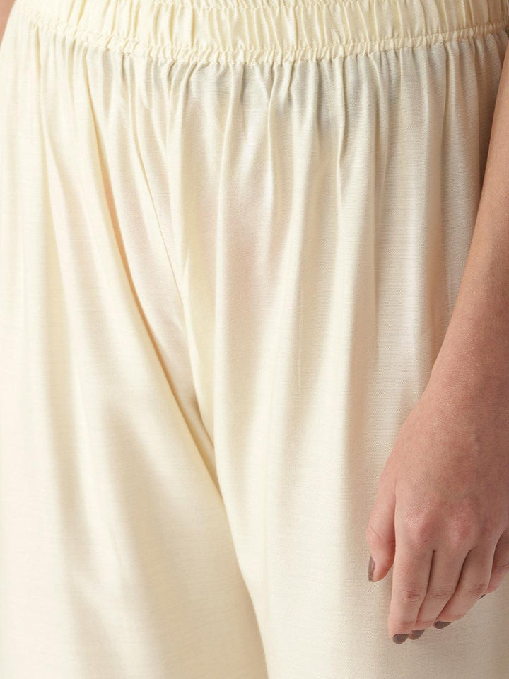 White Solid Rayon Palazzos