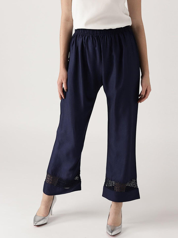 Blue Solid Rayon Palazzos