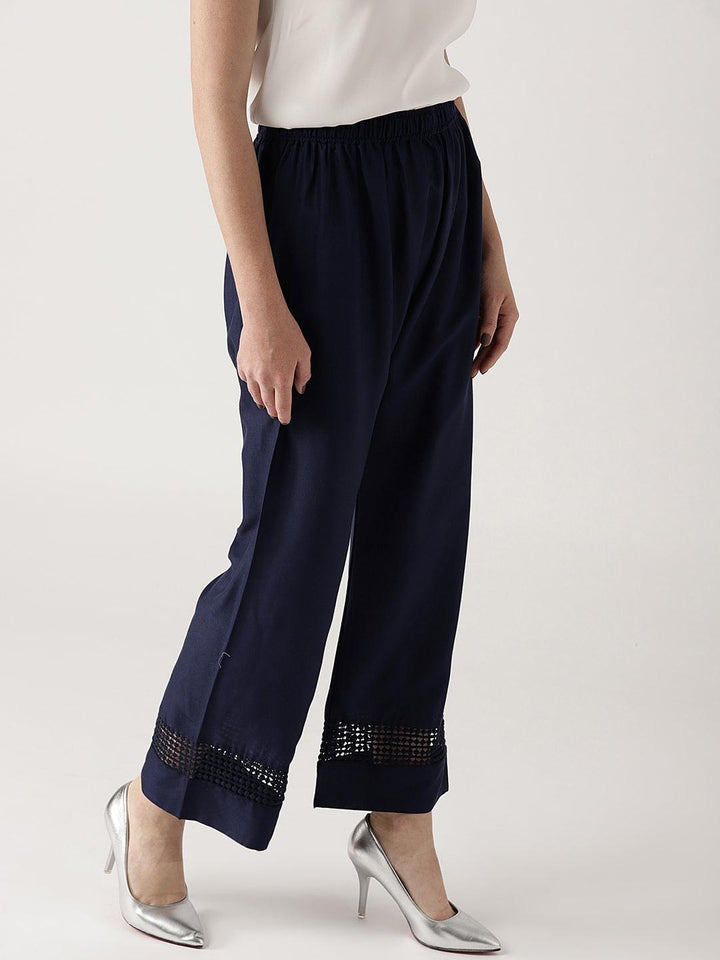 Blue Solid Rayon Palazzos