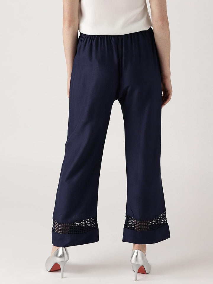 Blue Solid Rayon Palazzos