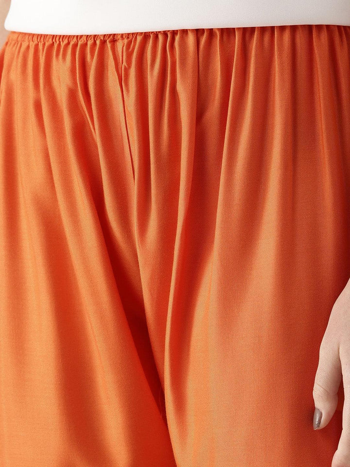 Orange Solid Rayon Palazzos