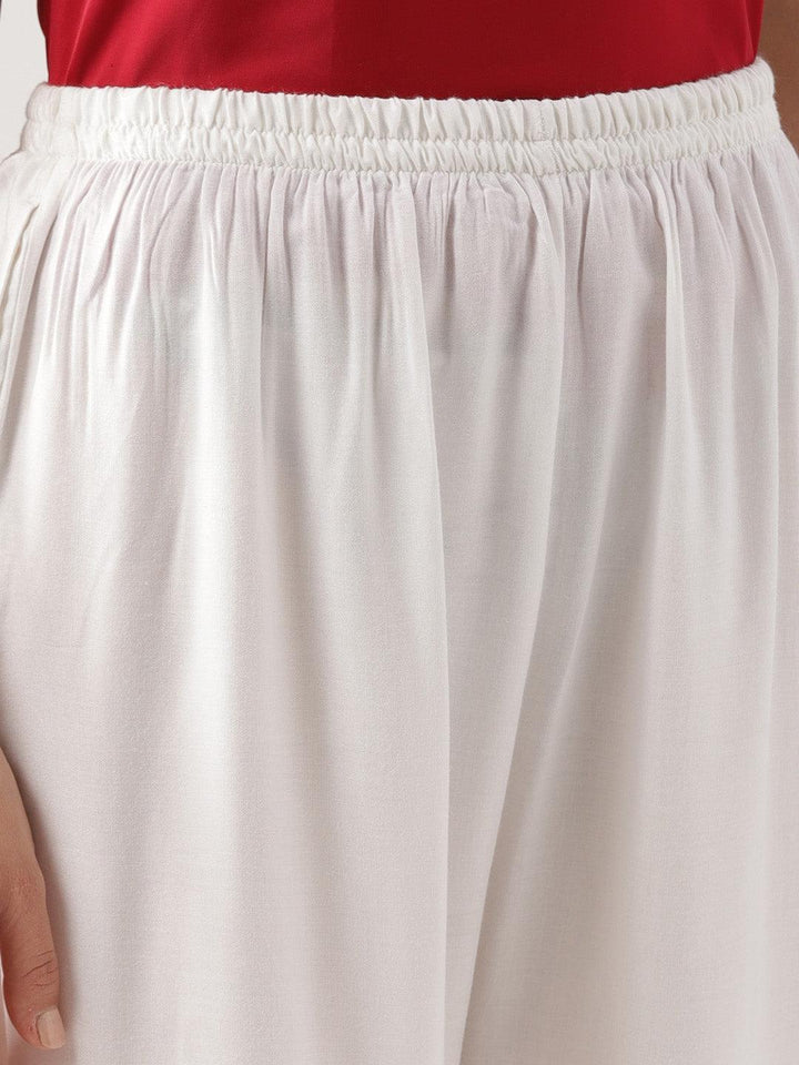 White Solid Rayon Palazzos