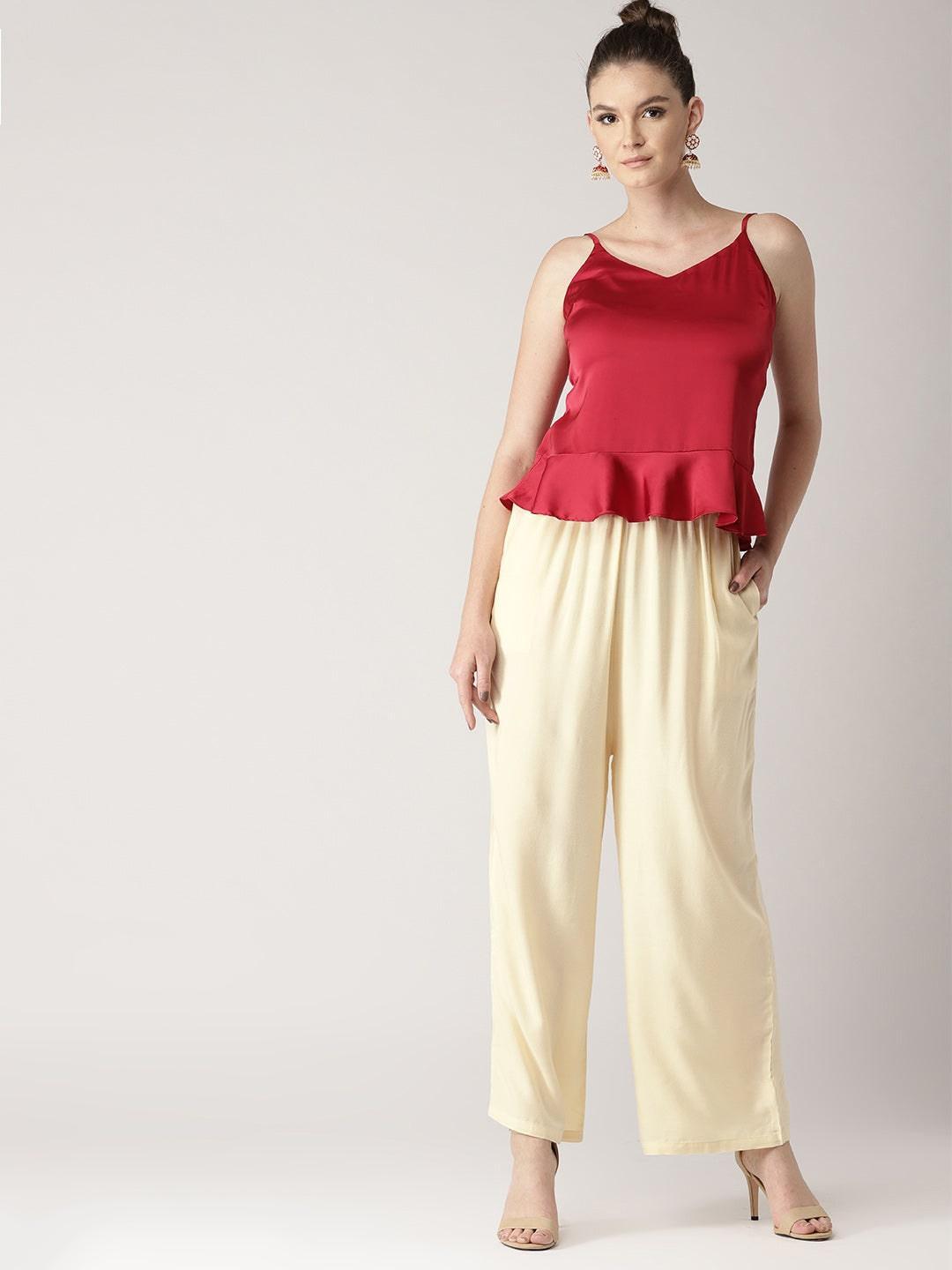 White Solid Rayon Palazzos - ShopLibas