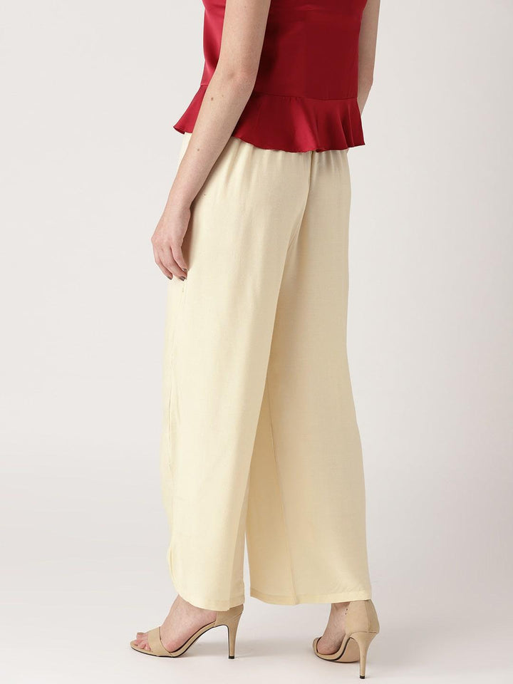 White Solid Rayon Palazzos