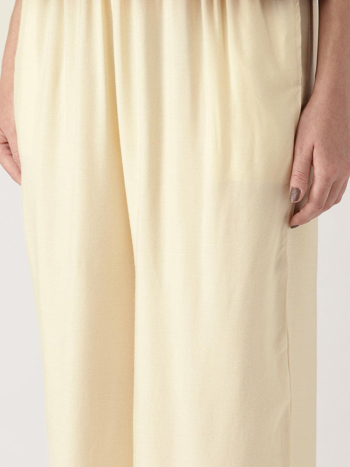 White Solid Rayon Palazzos