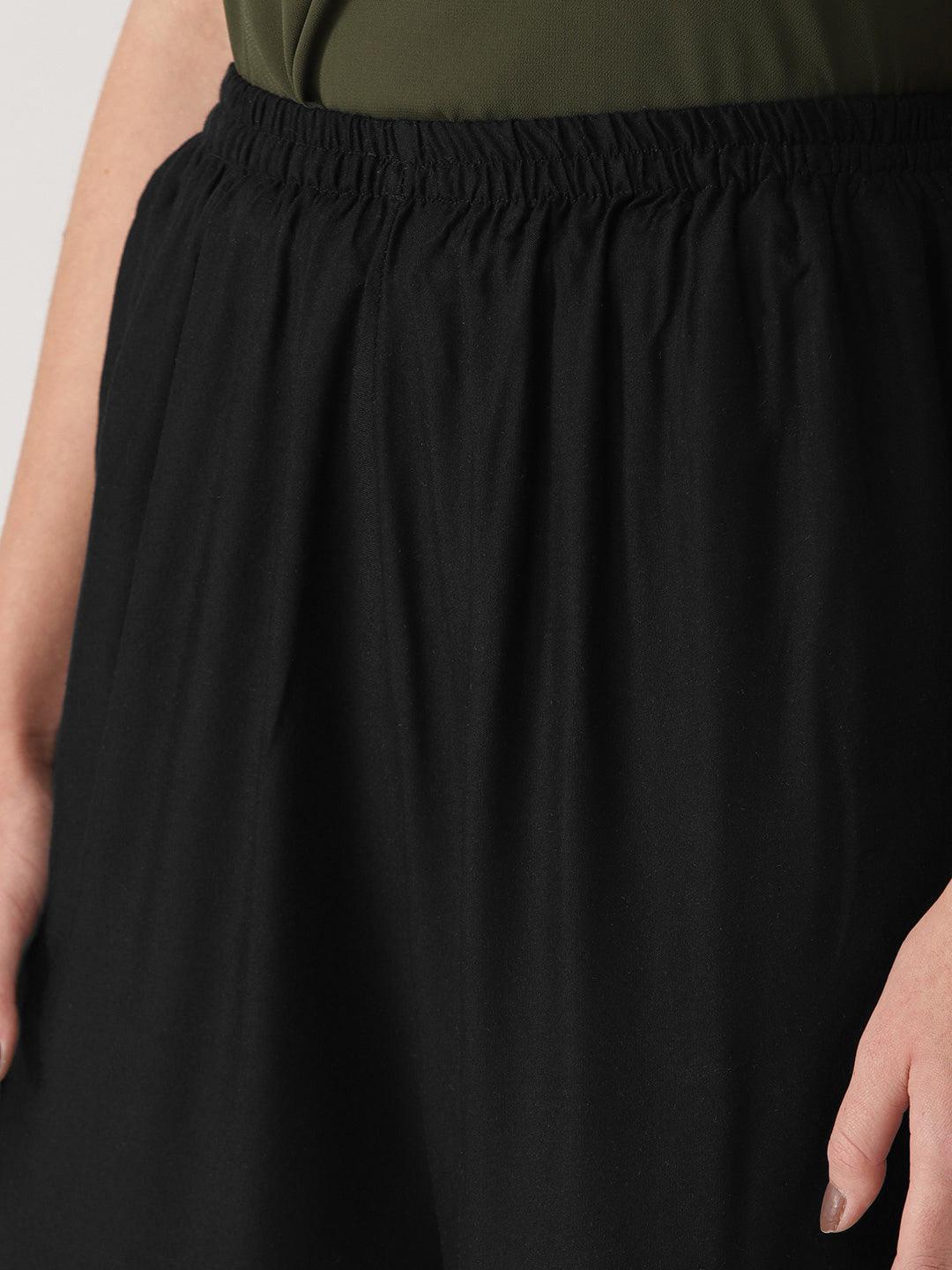 Black Solid Rayon Palazzos - ShopLibas