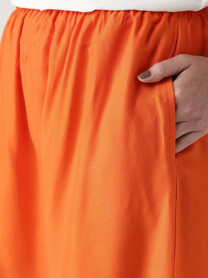 Orange Solid Rayon Palazzos