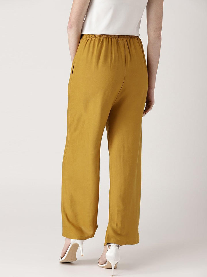 Yellow Solid Rayon Palazzos