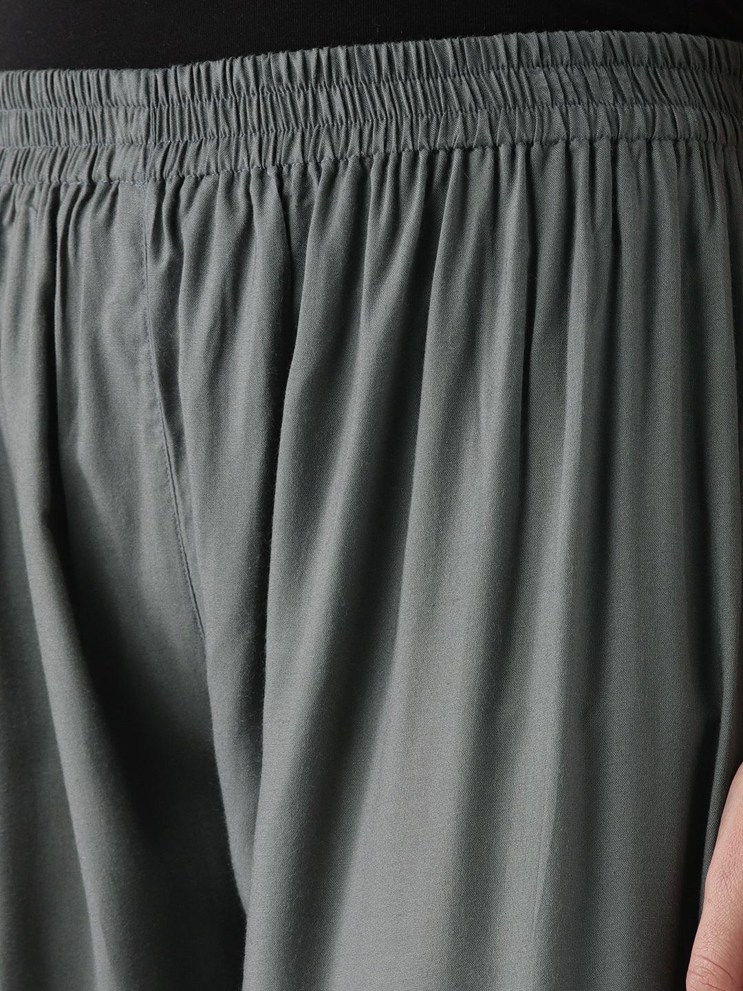 Grey Solid Rayon Palazzos - ShopLibas