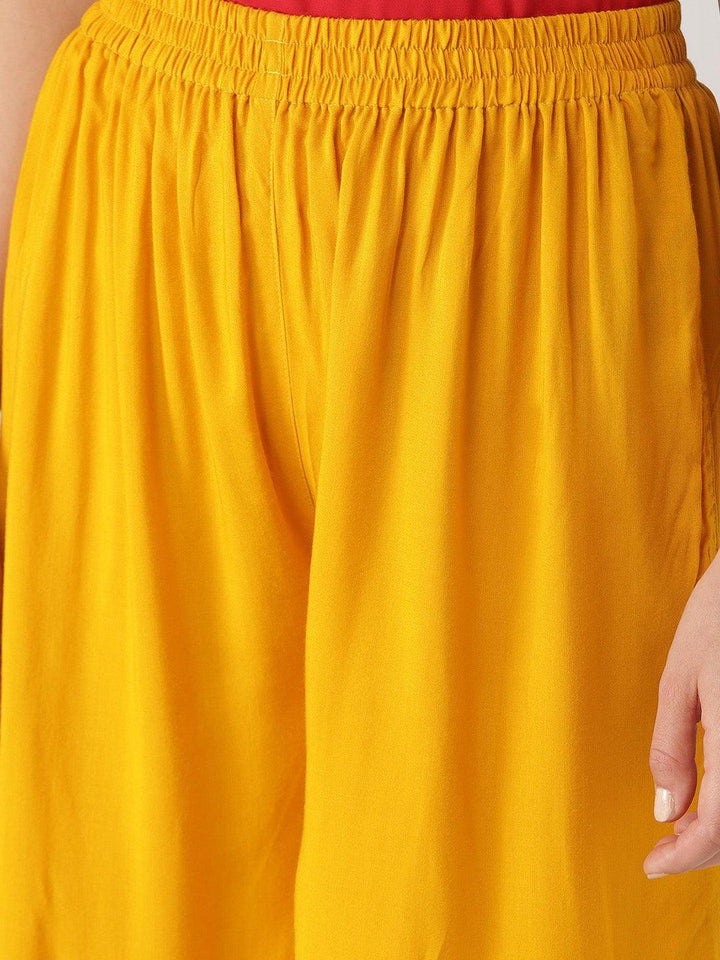 Yellow Solid Rayon Palazzos