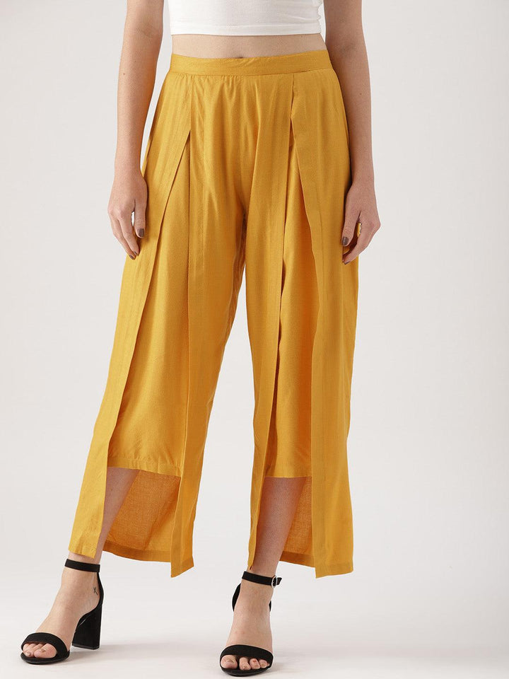 Yellow Solid Rayon Palazzos