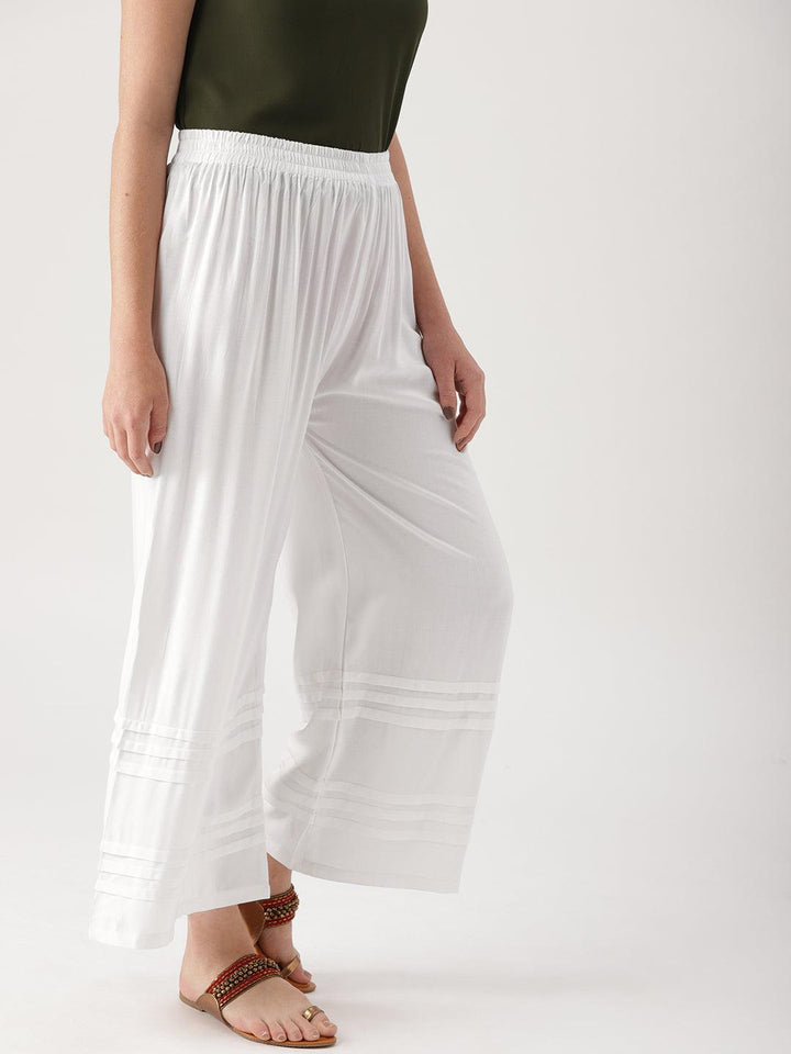 White Solid Rayon Palazzos