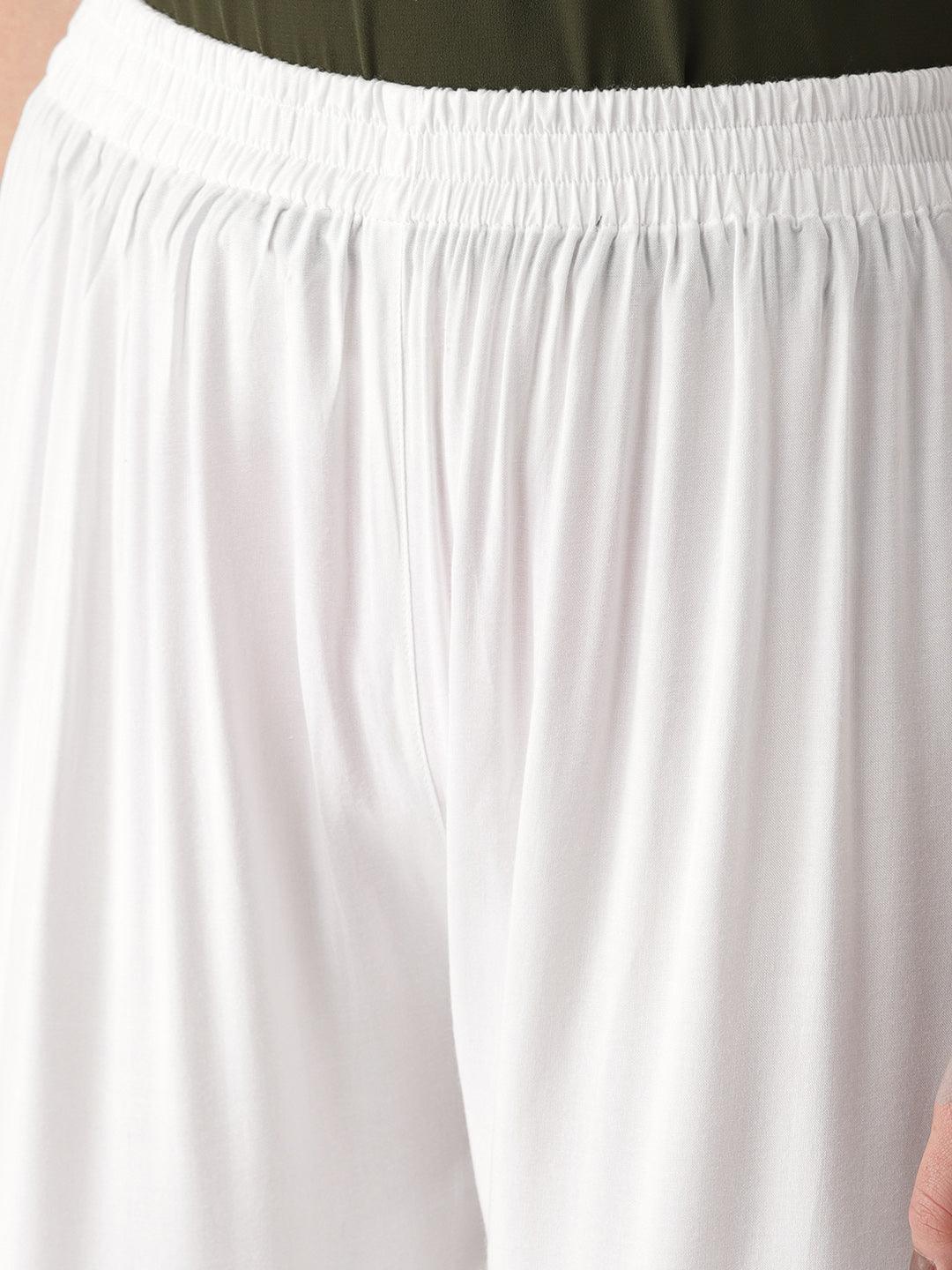 White Solid Rayon Palazzos - ShopLibas