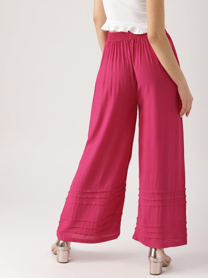 Pink Solid Rayon Palazzos