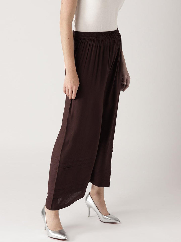 Brown Solid Rayon Palazzos