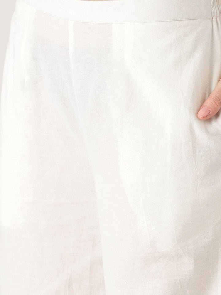 White Solid Cotton Palazzos