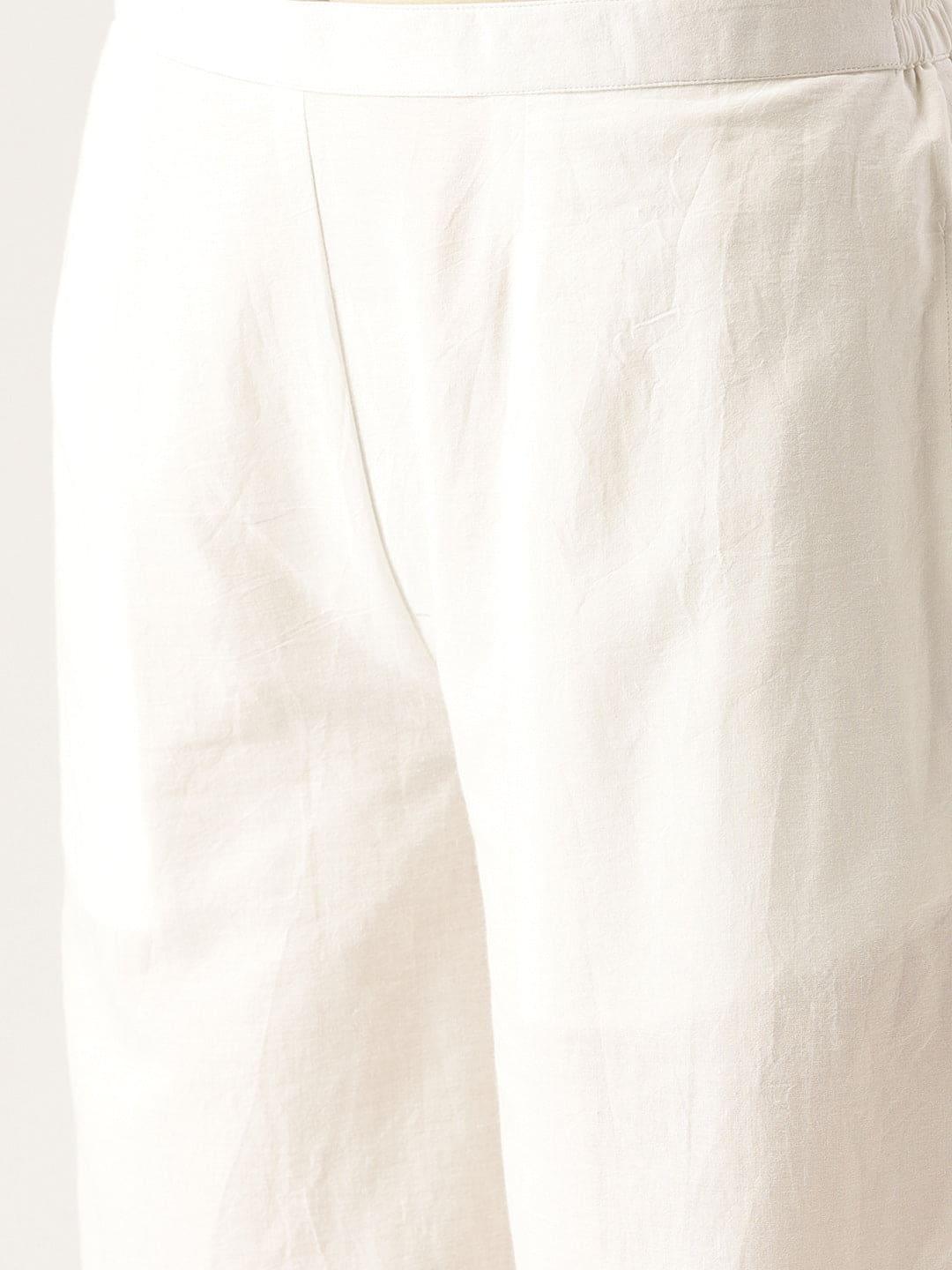 White Solid Cotton Palazzos - ShopLibas