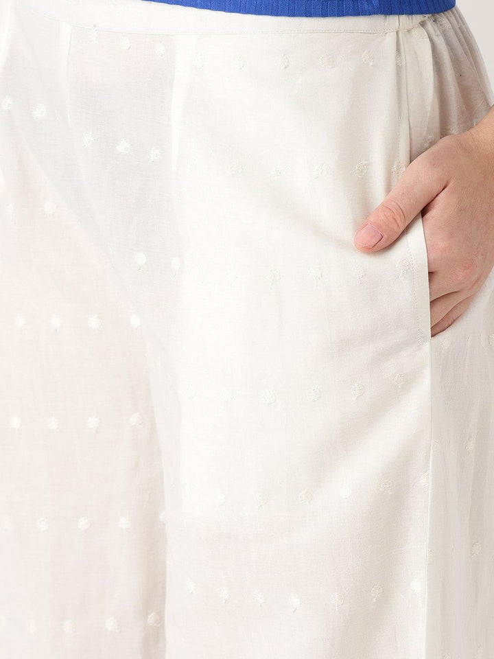 White Solid Cotton Palazzos