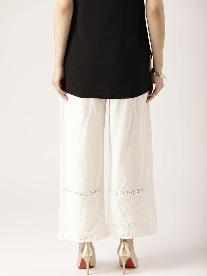 White Solid Cotton Palazzos
