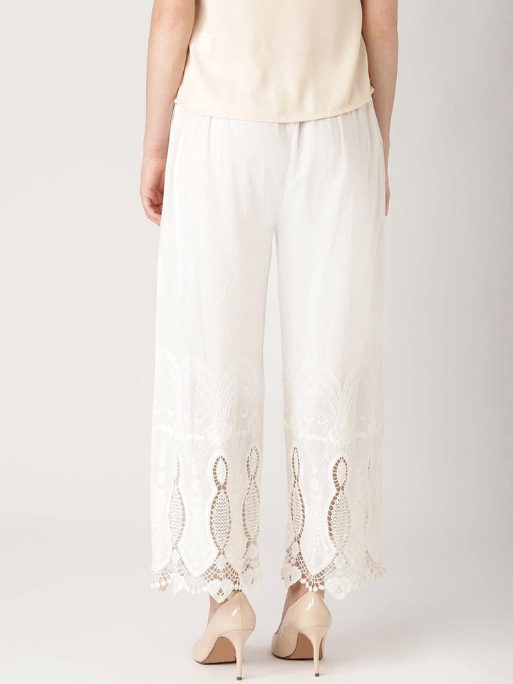White Solid Cotton Palazzos