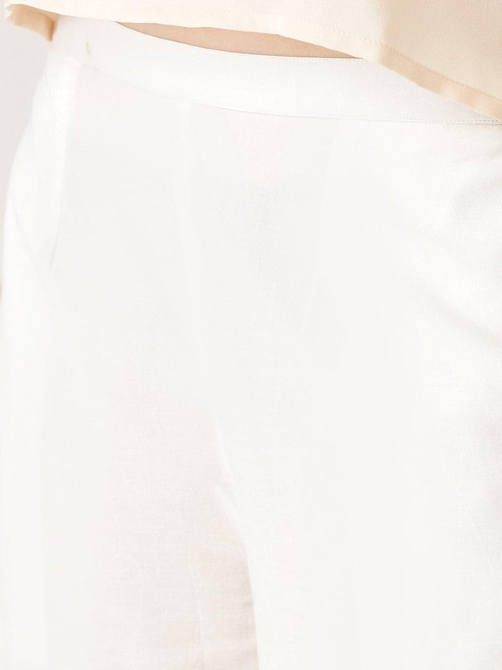 White Solid Cotton Palazzos