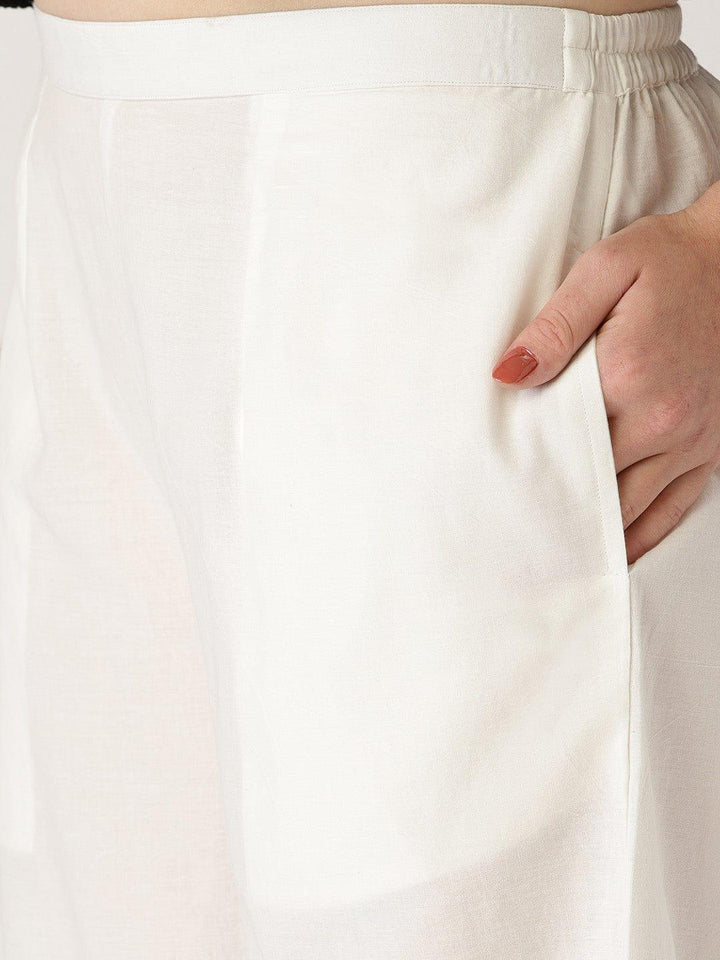 White Solid Cotton Palazzos