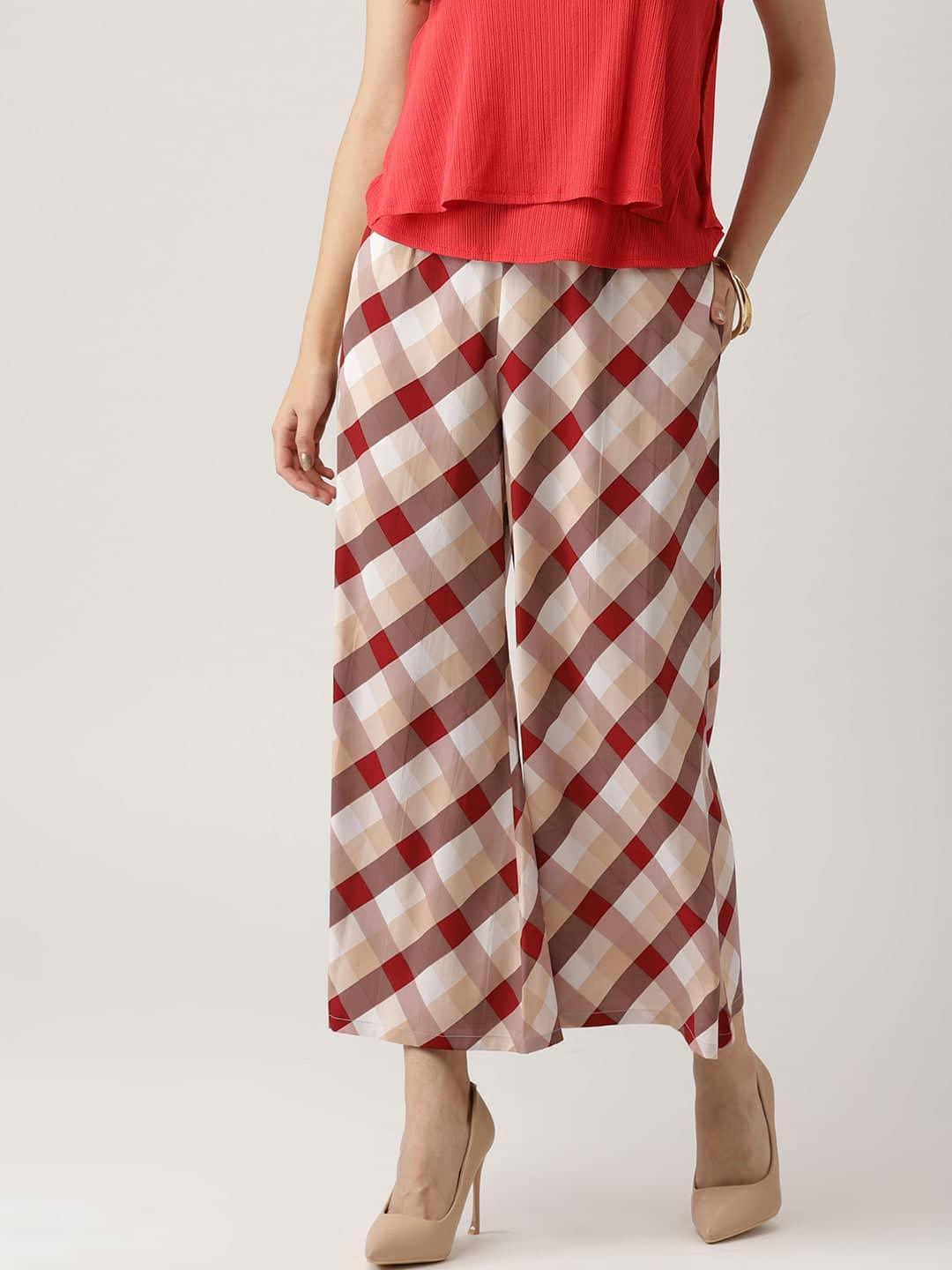 Multicoloured Checkered Crepe Palazzos - ShopLibas