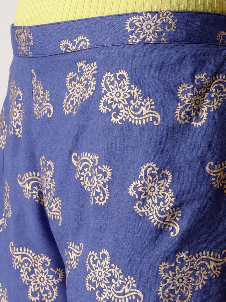 Blue Printed Rayon Palazzos