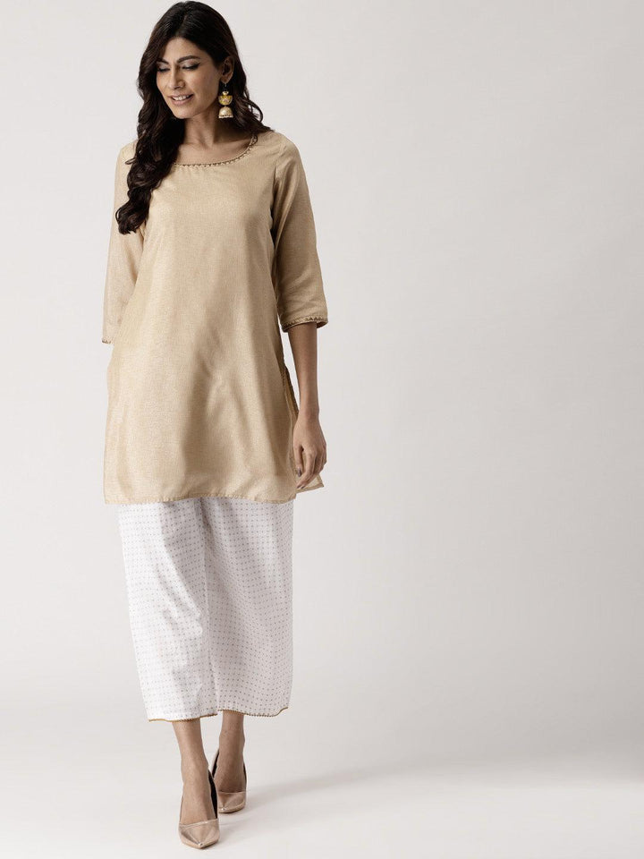 White Abstract Cotton Palazzos