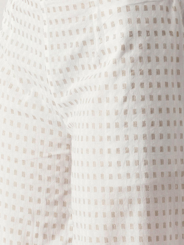 White Abstract Cotton Palazzos