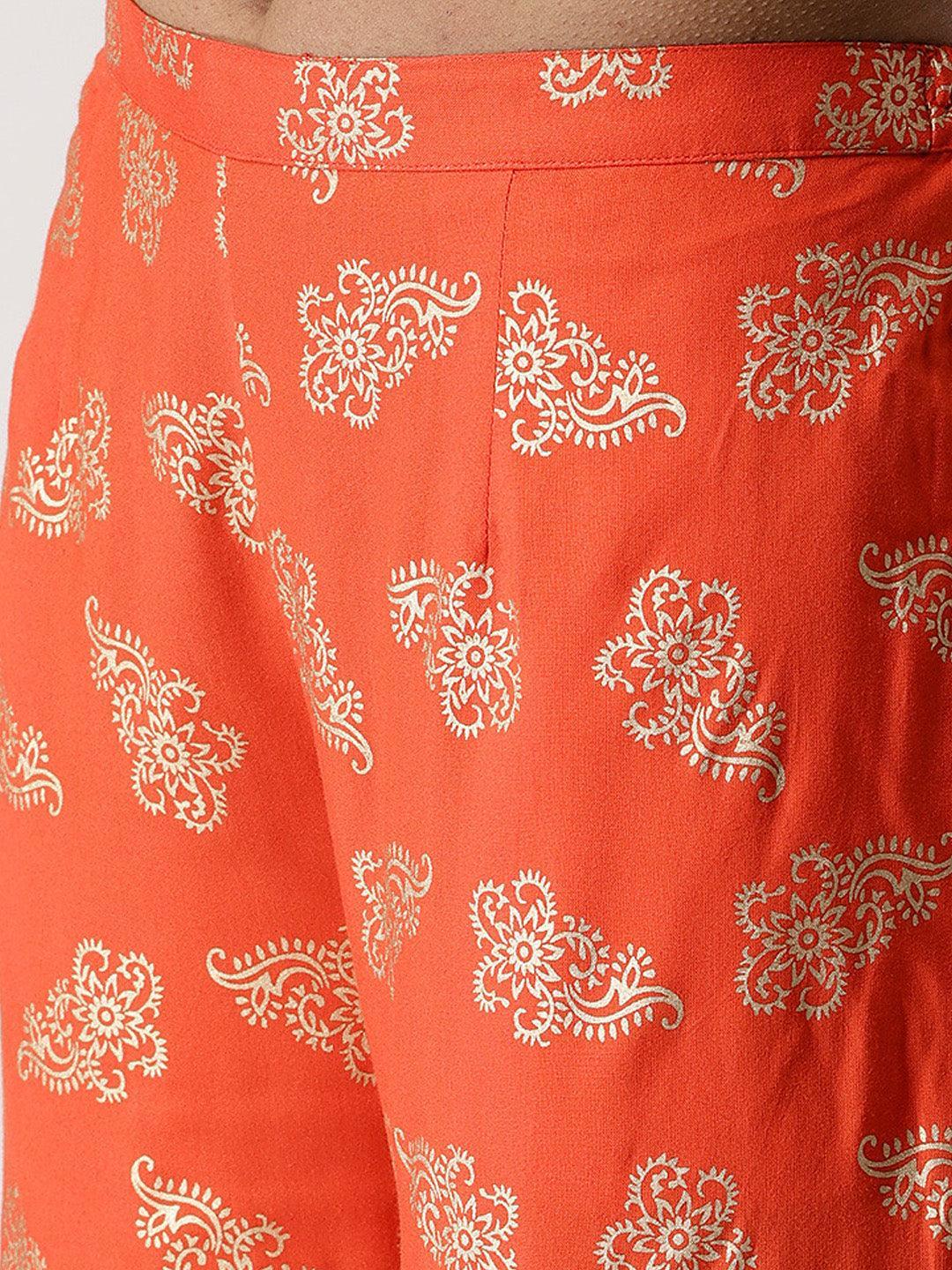 Orange Printed Rayon Palazzos - ShopLibas