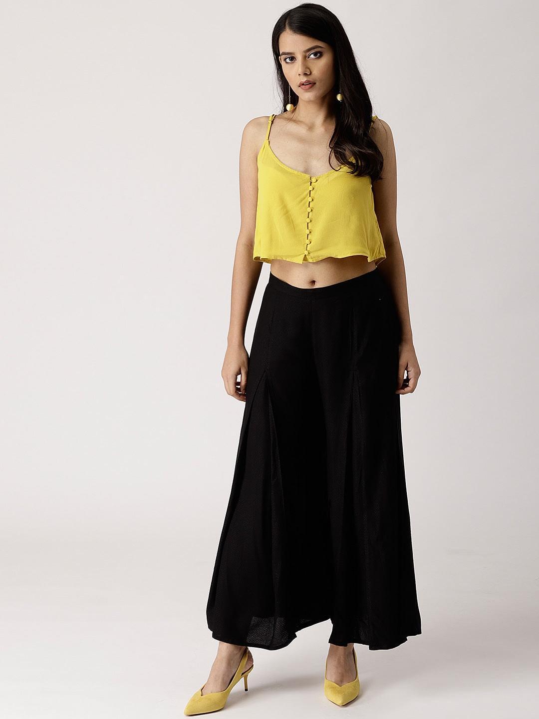 Black Solid Rayon Palazzos - ShopLibas