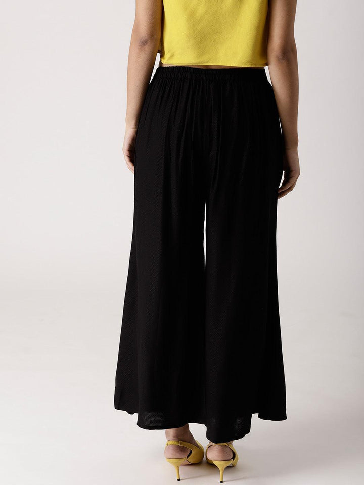 Black Solid Rayon Palazzos