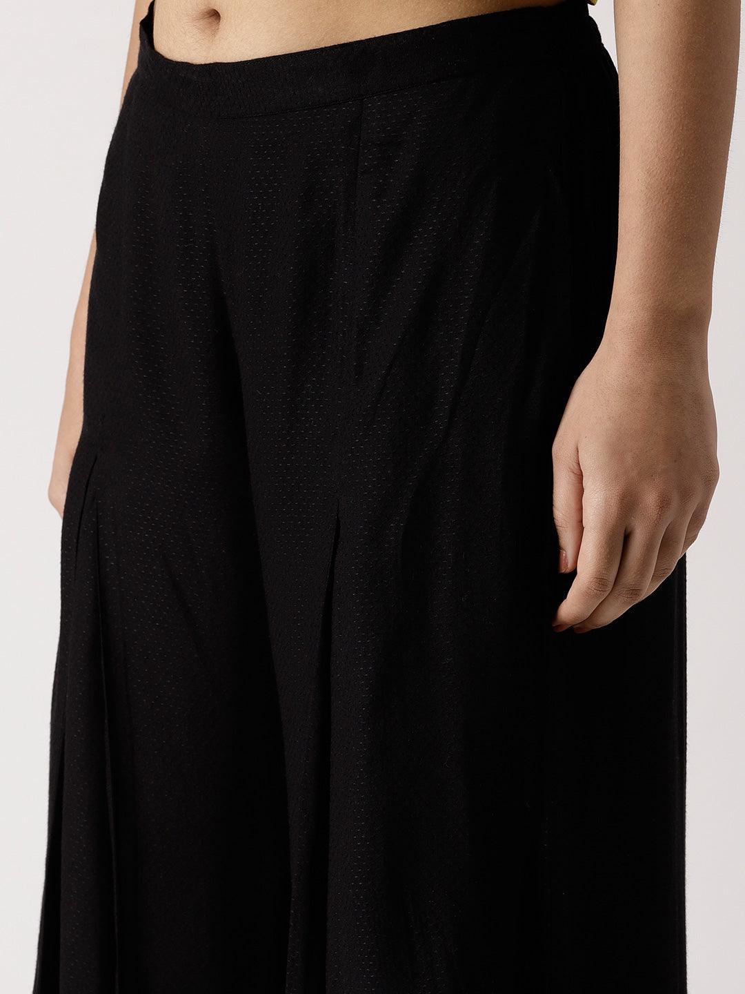 Black Solid Rayon Palazzos - ShopLibas