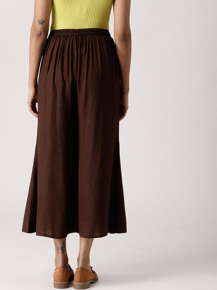 Brown Solid Rayon Palazzos