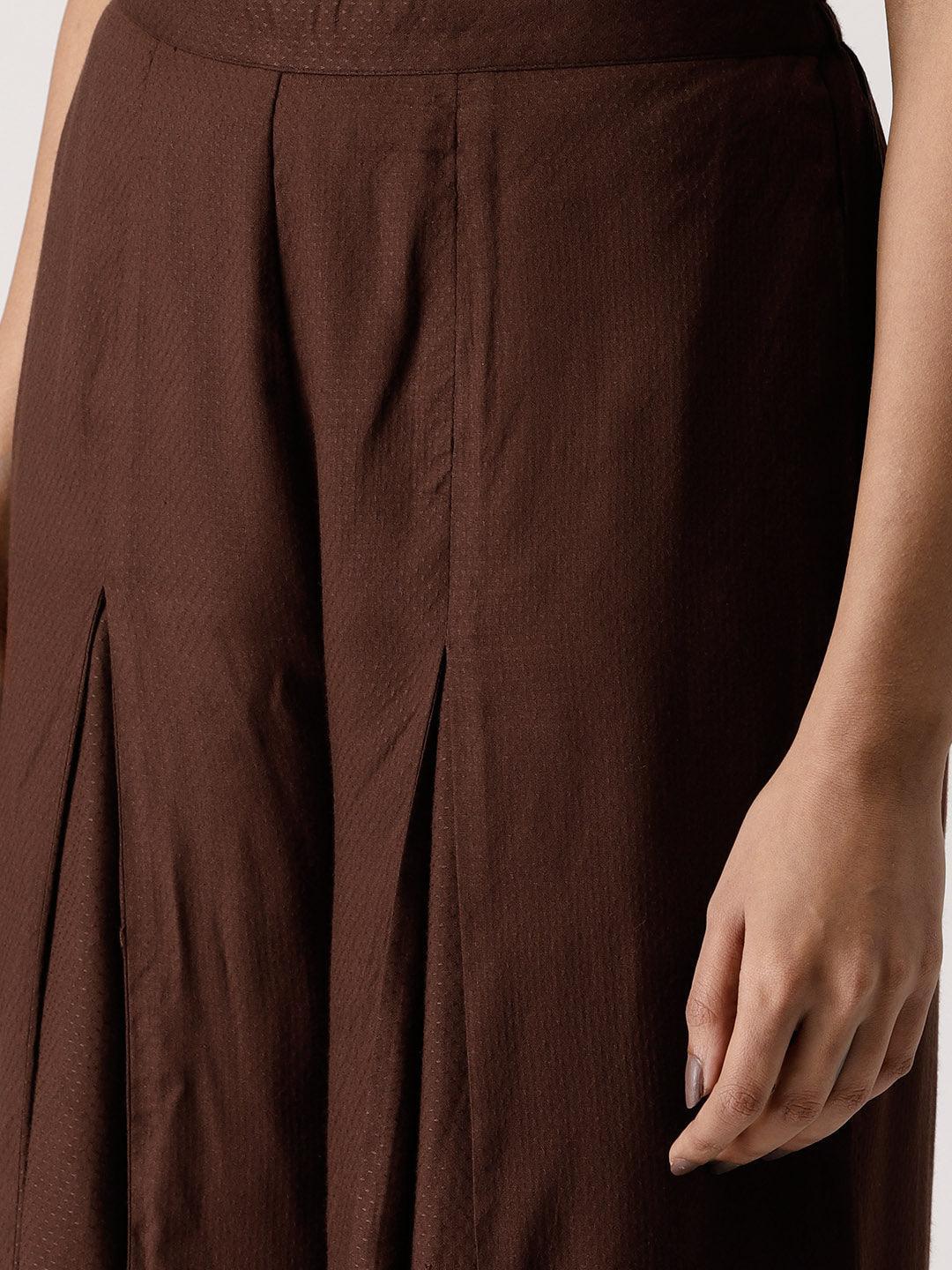 Brown Solid Rayon Palazzos - ShopLibas