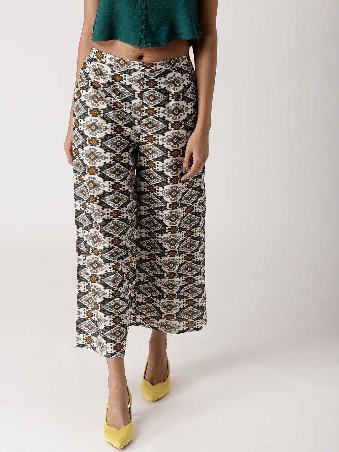 Multicoloured Abstract Cotton Palazzos - ShopLibas