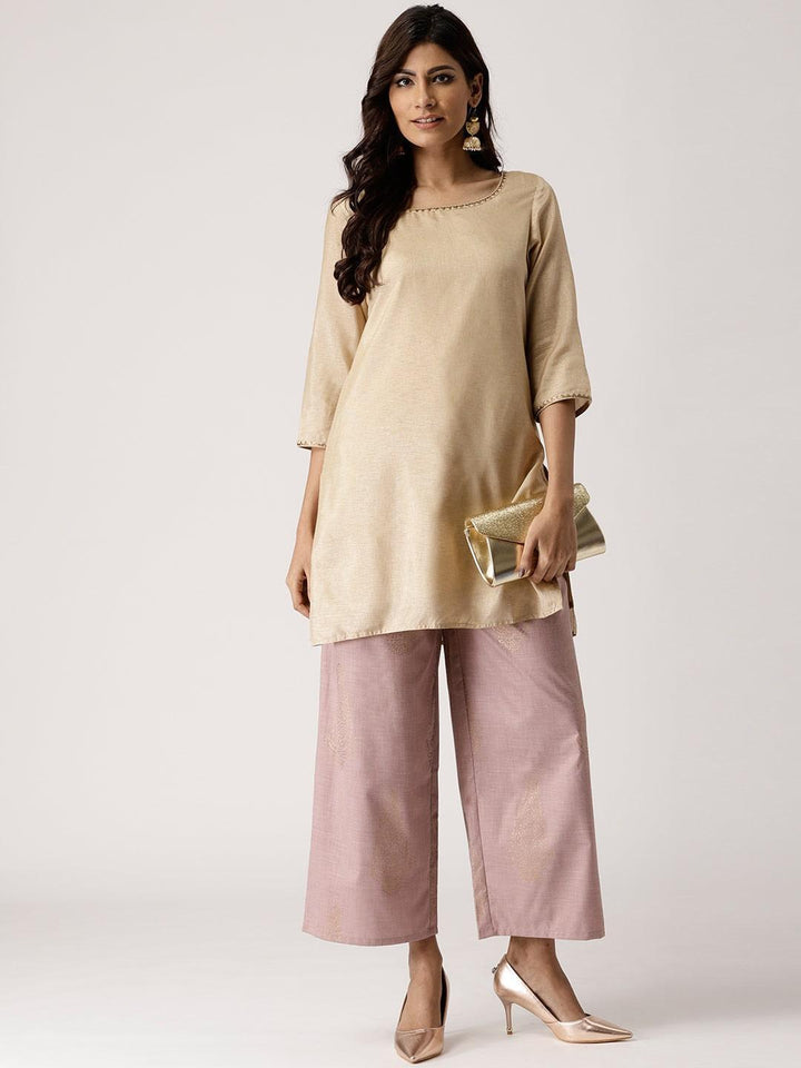 Purple Printed Cotton Palazzos