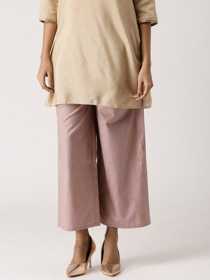 Purple Printed Cotton Palazzos