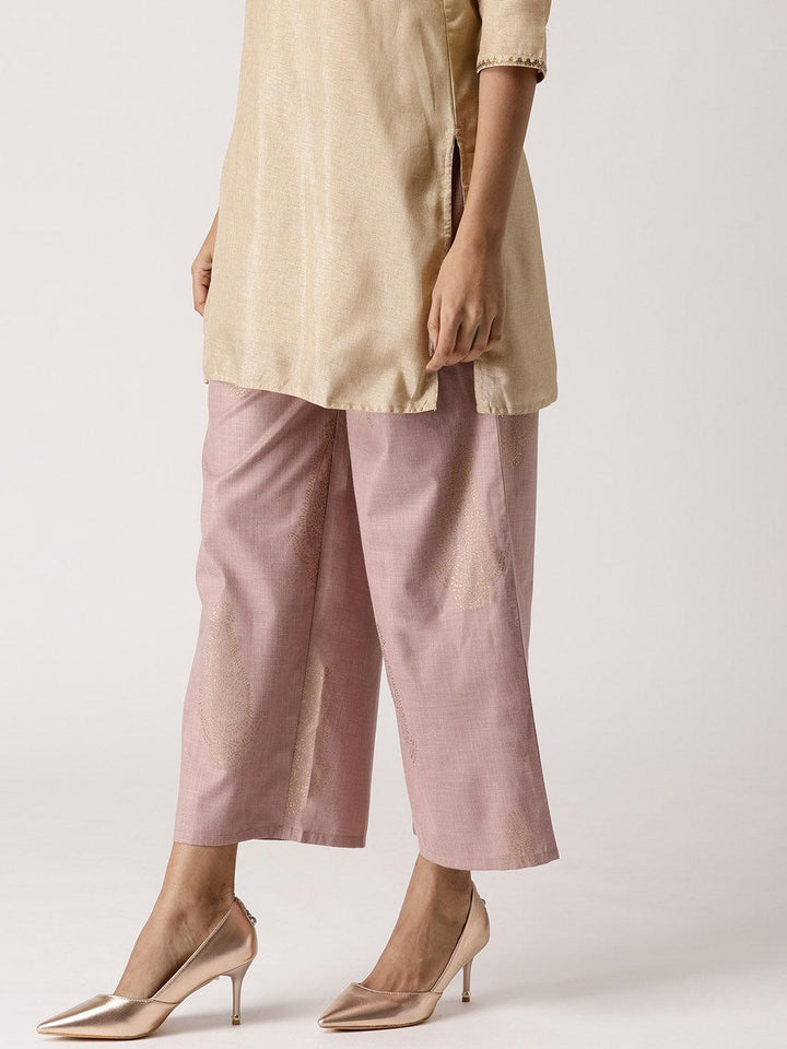 Purple Printed Cotton Palazzos