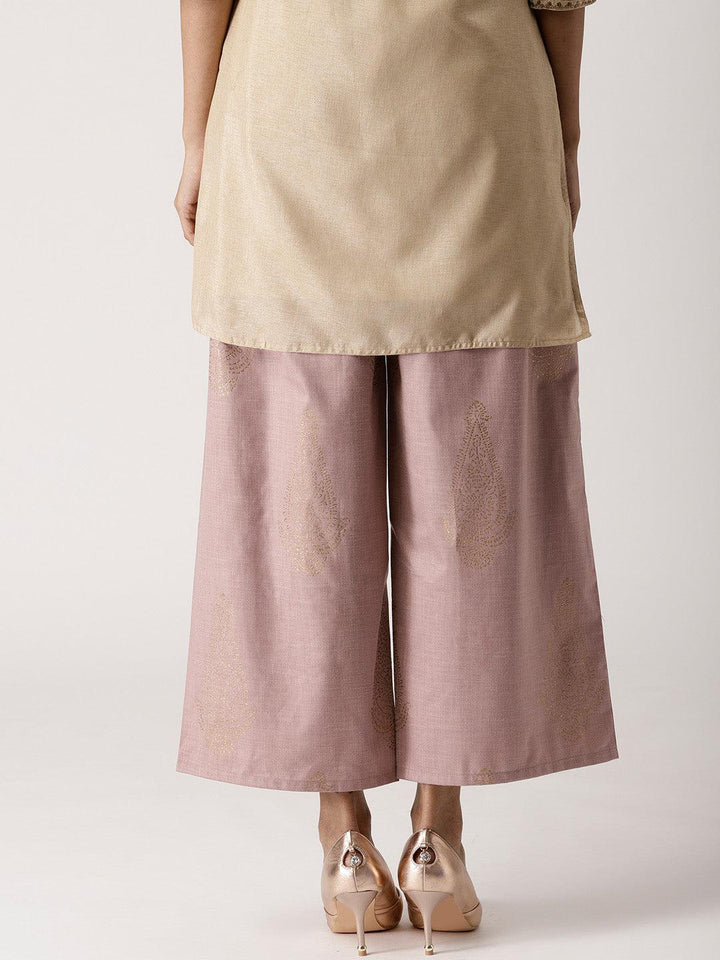 Purple Printed Cotton Palazzos