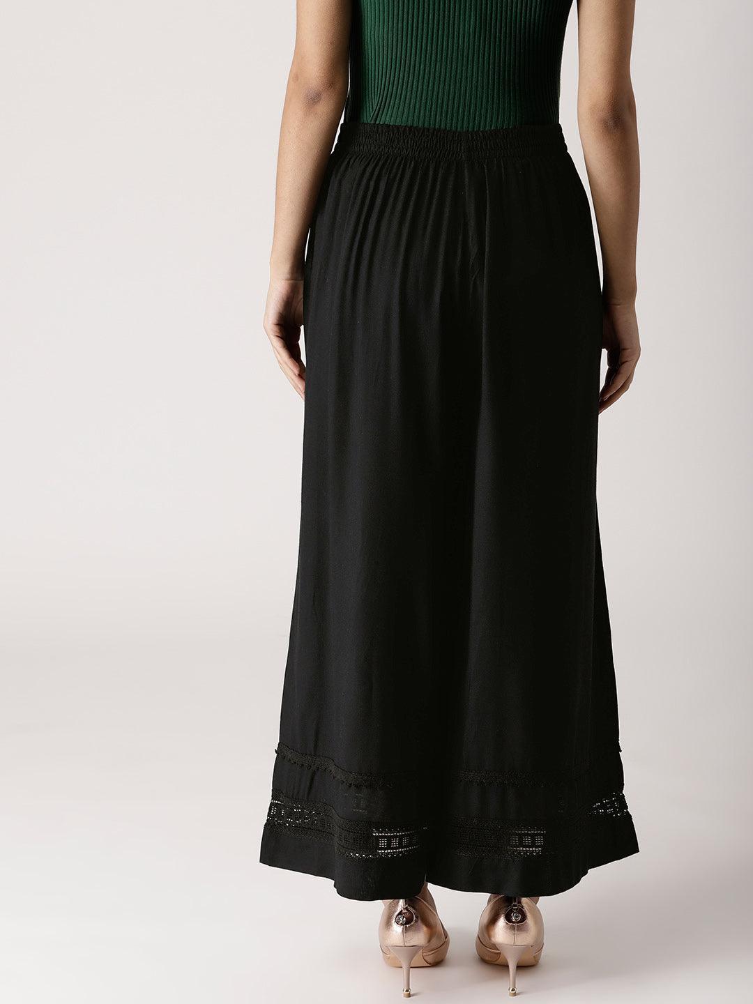 Black Solid Rayon Palazzos - ShopLibas