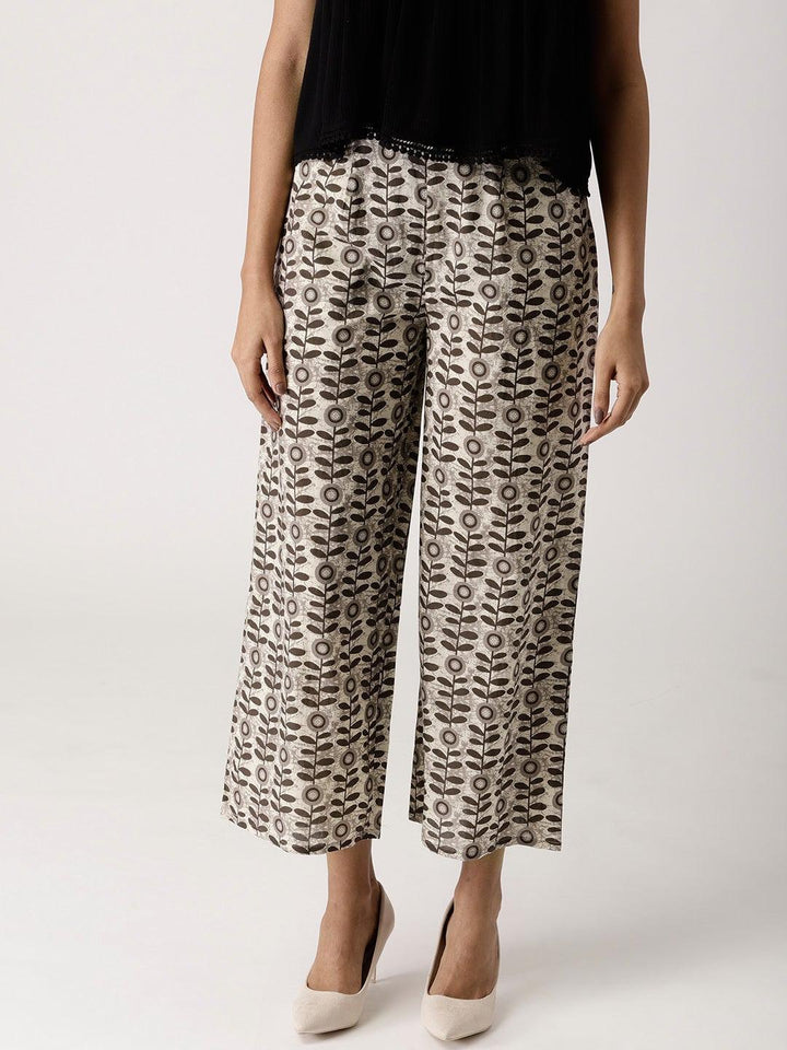 Grey Printed Cotton Palazzos