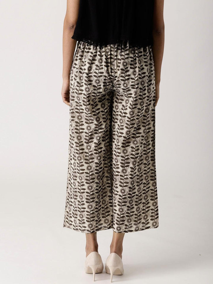 Grey Printed Cotton Palazzos