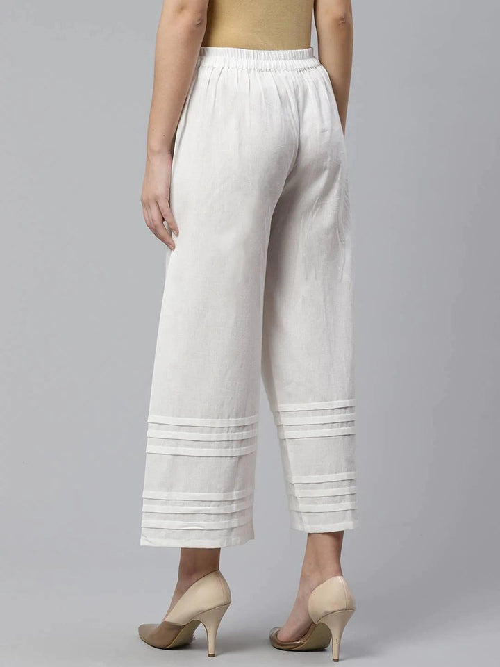 Off-White Solid Cotton Palazzos