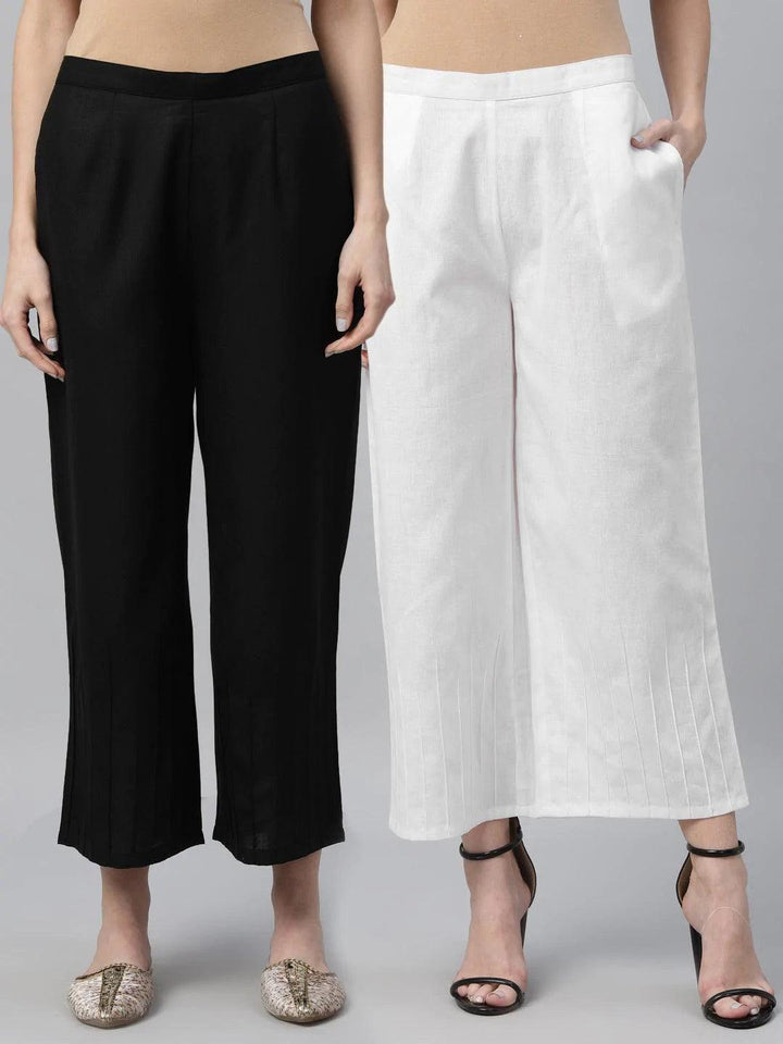 Pack of 2 Solid Cotton Palazzos