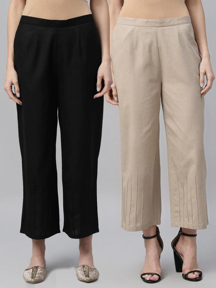 Pack of 2 Solid Cotton Palazzos