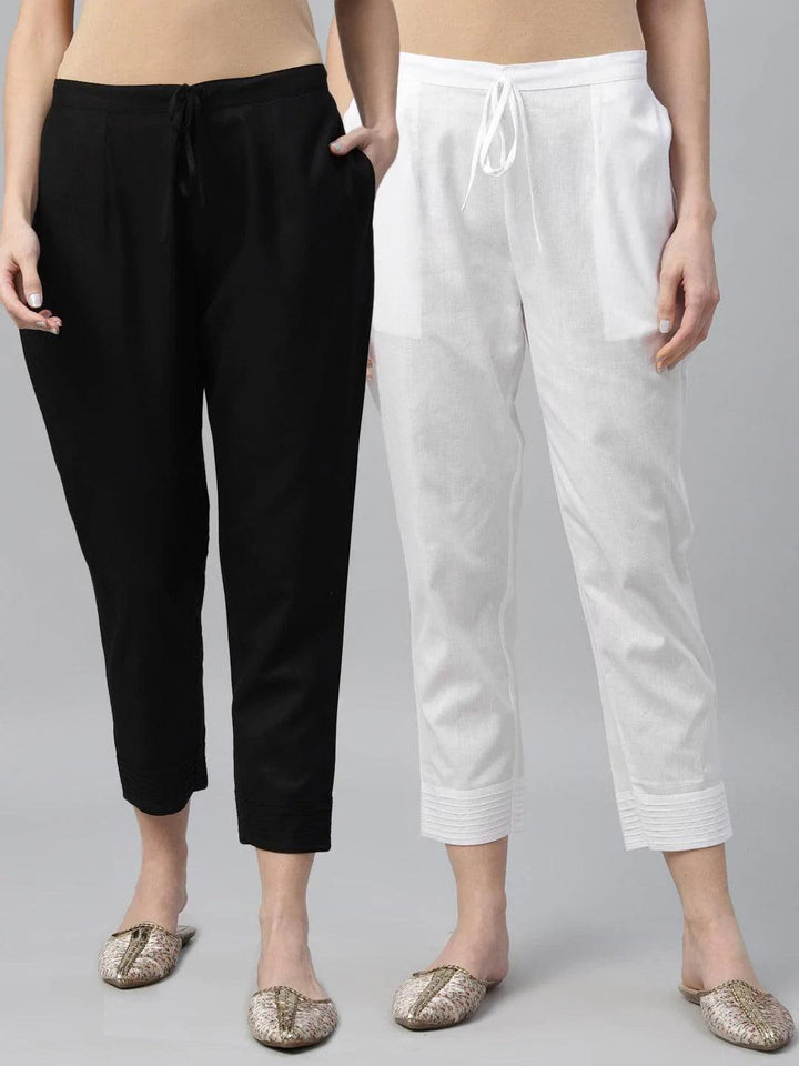 Pack of 2 Solid Cotton Trousers