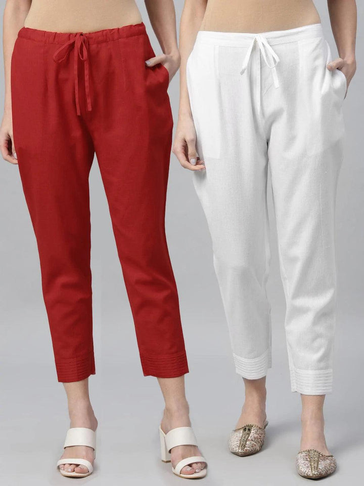 Pack of 2 Solid Cotton Trousers