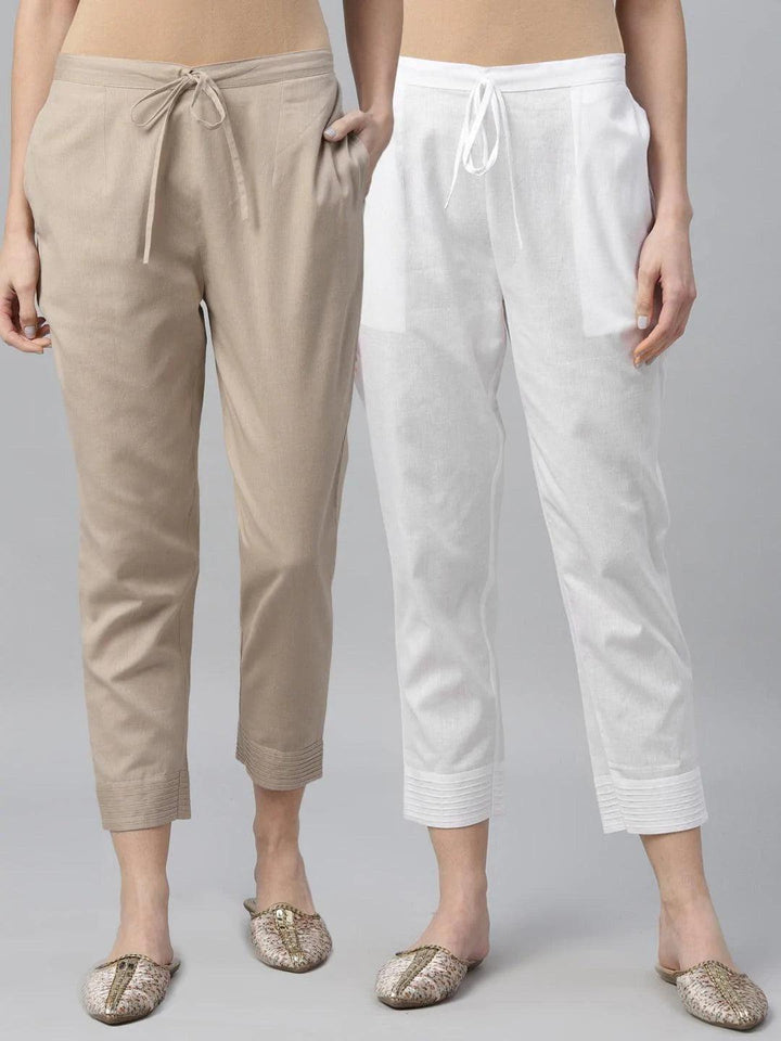 Pack of 2 Solid Cotton Trousers